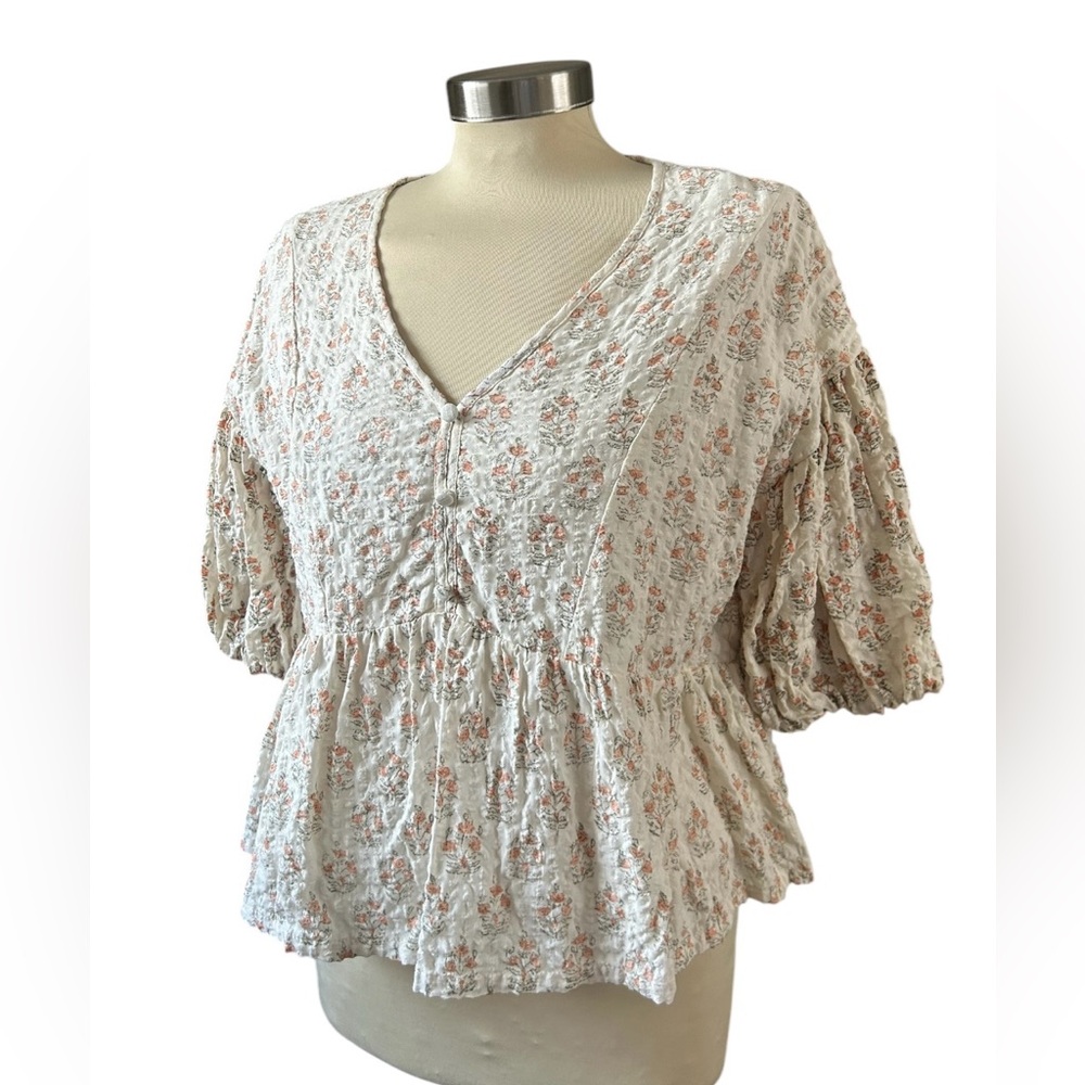 Floral Boho Puff Sleeve Top